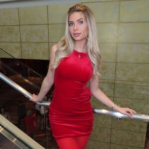 Elegant Red Velvet Dress